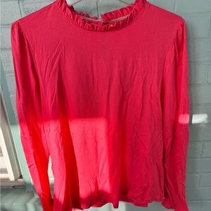 Boden Vibrant Pink Long Sleeve Ruffle Top